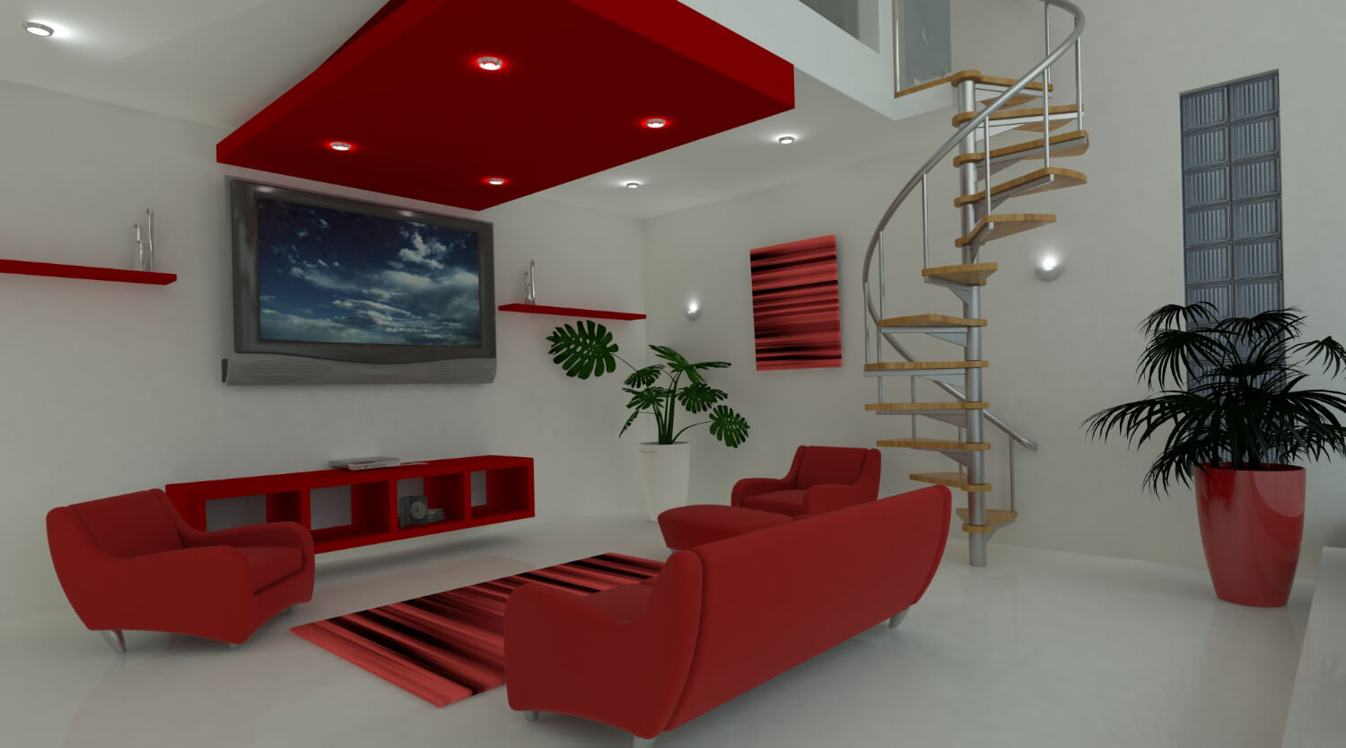 salon moderno iluminado