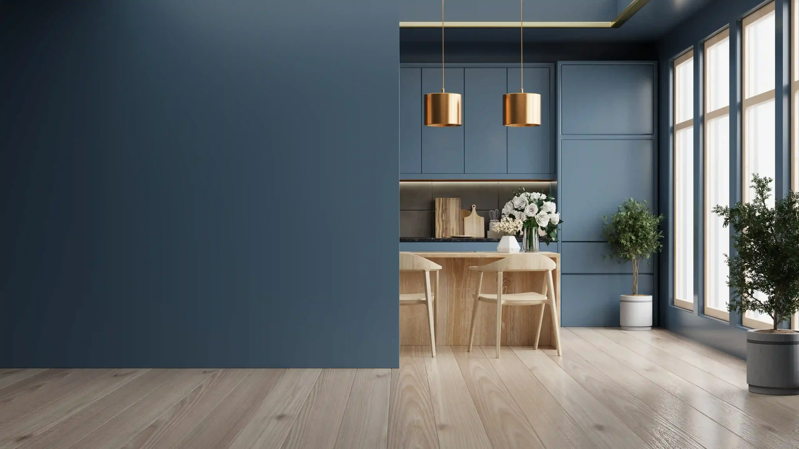 Cocina moderna color azul navy apagado 