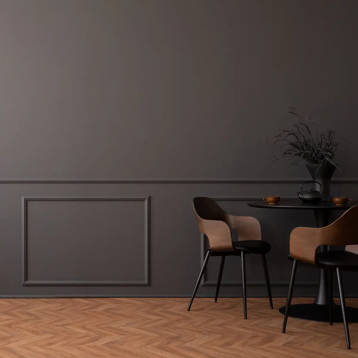 Pared marrón oscuro para salón 
